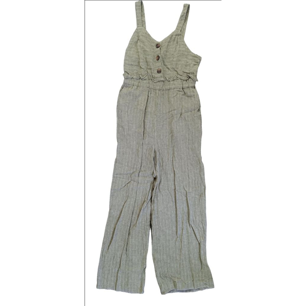 Women's Romeo + Juliet Couture Jumpsuit Size M Green White Striped